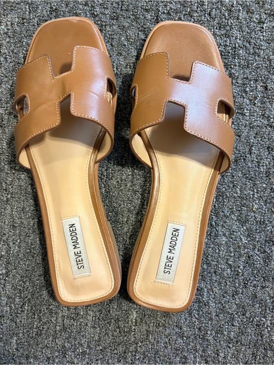 Steve Madden Shoes - Steve Madden Brown Leather Slide Sandals - Women's Slip-On Loafers